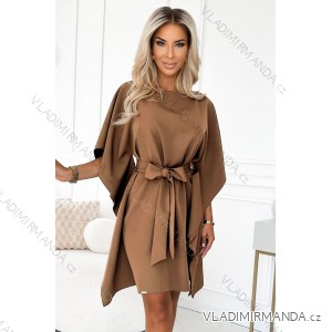 287-39 SOFIA Schmetterlingskleid mit Bindegürtel - Cappuccino