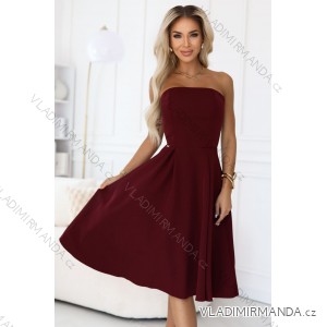 641-1 VIVIENNE Korsett-Midikleid mit ausgestelltem Rock für besondere Anlässe - bordeauxrot
