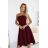 641-1 VIVIENNE Korsett-Midikleid mit ausgestelltem Rock für besondere Anlässe - bordeauxrot