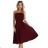 641-1 VIVIENNE Korsett-Midikleid mit ausgestelltem Rock für besondere Anlässe - bordeauxrot