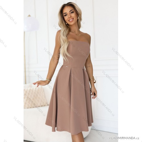641-2 VIVIENNE Korsett-Midikleid mit ausgestelltem Rock für besondere Anlässe - beige