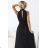 636-3 VERONICA luxuriöses langes Kleid mit Brokatbesatz und elegantem Schnitt - schwarz