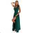 643-1 Elegantes Abend-Maxikleid mit Schlitz und Rosen – Flaschengrün