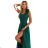 643-1 Elegantes Abend-Maxikleid mit Schlitz und Rosen – Flaschengrün