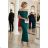 644-1 Sinnliches Midikleid mit Schleife am Ausschnitt – Flaschengrün