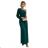 658-2 Glitzerndes, schulterfreies Maxikleid mit asymmetrischen Ärmeln und Schlitz – Flaschengrün