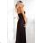 646-1 Langes, trägerloses Abendkleid mit Beinschlitz – schokoladenbraun