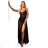 646-1 Langes, trägerloses Abendkleid mit Beinschlitz – schokoladenbraun