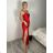 Šaty elegantní společenské na ramínka dámské (S/M ONE SIZE) ITALSKÁ MÓDA IM321608 S / M rot