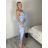 Šaty elegantní společenské na ramínka dámské (S/M ONE SIZE) ITALSKÁ MÓDA IM321608 -   hellblau -   S / M