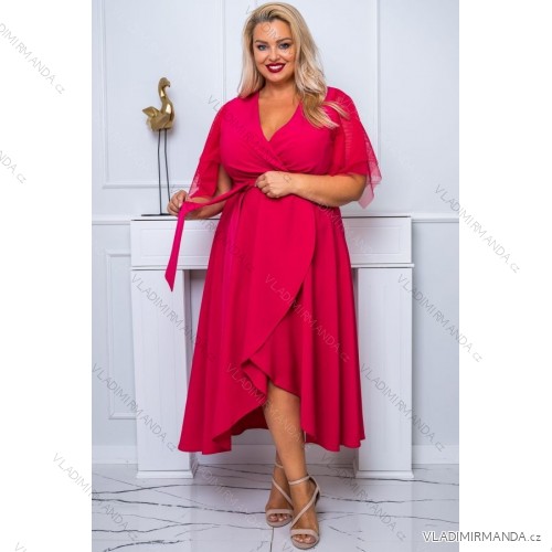 Damen Plus Size (42-46) langes elegantes ärmelloses Partykleid POLISH FASHION PMLBC23265-10 52 pink