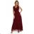 637-1 Langes Abendkleid mit Brokatverzierung und tiefem Ausschnitt - bordeauxrot