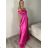Langes, trägerloses, elegantes Satin-Damenkleid Carmen (Einheitsgröße S/M) ITALIAN FASHION IMPBB22B22735/DR  Aprikosenrosa  S/M