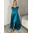 Langes, trägerloses, elegantes Satin-Damenkleid Carmen (Einheitsgröße S/M) ITALIAN FASHION IMPBB22B22735/DR  Aprikosenrosa  S/M
