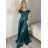 Langes, trägerloses, elegantes Satin-Damenkleid Carmen (Einheitsgröße S/M) ITALIAN FASHION IMPBB22B22735/DR  Aprikosenrosa  S/M