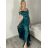 Langes, trägerloses, elegantes Satin-Damenkleid Carmen (Einheitsgröße S/M) ITALIAN FASHION IMPBB22B22735/DR  Aprikosenrosa  S/M