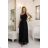 656-3 Langes, glänzendes, schulterfreies Abendkleid – klassisches Schwarz