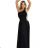 656-3 Langes, glänzendes, schulterfreies Abendkleid – klassisches Schwarz