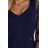 640-3 LORETTA Einzigartiges langes Kleid mit Tüllärmeln und -ausschnitt - Marineblau