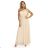 656-2 Langes, funkelndes, schulterfreies Abendkleid – Champagnerbeige