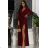Langes, elegantes Damenkleid mit breiten Trägern (SL) FRENCH FASHION FMPEL23VELVET XL Wein