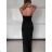 Langes Chiffon-Kurzarmkleid für Damen (S/M ONE SIZE) ITALIAN FASHION IMWGS231048 S / M schwarz