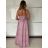 Langes Chiffon-Kurzarmkleid für Damen (S/M ONE SIZE) ITALIAN FASHION IMWGS231048 S / M schwarz
