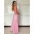 Langes Chiffon-Kurzarmkleid für Damen (S/M ONE SIZE) ITALIAN FASHION IMWGS231048 S / M schwarz