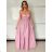 Langes Chiffon-Kurzarmkleid für Damen (S/M ONE SIZE) ITALIAN FASHION IMWGS231048 S / M schwarz