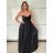 Langes Chiffon-Kurzarmkleid für Damen (S/M ONE SIZE) ITALIAN FASHION IMWGS231048 S / M schwarz