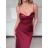 Langes Chiffon-Kurzarmkleid für Damen (S/M ONE SIZE) ITALIAN FASHION IMWGS231048 S / M Wein