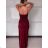 Langes Chiffon-Kurzarmkleid für Damen (S/M ONE SIZE) ITALIAN FASHION IMWGS231048 S / M Wein