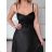 Langes Chiffon-Kurzarmkleid für Damen (S/M ONE SIZE) ITALIAN FASHION IMWGS231048 S / M schwarz