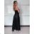 Langes Chiffon-Kurzarmkleid für Damen (S/M ONE SIZE) ITALIAN FASHION IMWGS231048 S / M schwarz