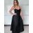 Langes Chiffon-Kurzarmkleid für Damen (S/M ONE SIZE) ITALIAN FASHION IMWGS231048 S / M schwarz