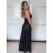 Langes Chiffon-Kurzarmkleid für Damen (S/M ONE SIZE) ITALIAN FASHION IMWGS231048 S / M schwarz