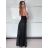 Langes Chiffon-Kurzarmkleid für Damen (S/M ONE SIZE) ITALIAN FASHION IMWGS231048 S / M schwarz