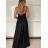 Langes Chiffon-Kurzarmkleid für Damen (S/M ONE SIZE) ITALIAN FASHION IMWGS231048 S / M schwarz
