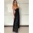 Langes Chiffon-Kurzarmkleid für Damen (S/M ONE SIZE) ITALIAN FASHION IMWGS231048 S / M schwarz
