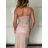 Langes Chiffon-Kurzarmkleid für Damen (S/M ONE SIZE) ITALIAN FASHION IMWGS231048 S / M Rose alte Rose