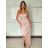 Langes Chiffon-Kurzarmkleid für Damen (S/M ONE SIZE) ITALIAN FASHION IMWGS231048 S / M Rose alte Rose