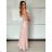 Langes Chiffon-Kurzarmkleid für Damen (S/M ONE SIZE) ITALIAN FASHION IMWGS231048 S / M Rose alte Rose