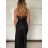 Langes Chiffon-Kurzarmkleid für Damen (S/M ONE SIZE) ITALIAN FASHION IMWGS231048 S / M schwarz