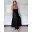 Langes Chiffon-Kurzarmkleid für Damen (S/M ONE SIZE) ITALIAN FASHION IMWGS231048 S / M schwarz