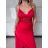 Langes Chiffon-Kurzarmkleid für Damen (S/M ONE SIZE) ITALIAN FASHION IMWGS231048 S / M rot