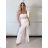 Langes Chiffon-Kurzarmkleid für Damen (S/M ONE SIZE) ITALIAN FASHION IMWGS231048