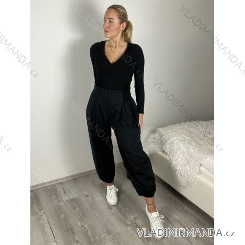 Übergroßer gestrickter Langarmpullover für Damen (S/M EINHEITSGRÖSSE) ITALIAN FASHION IMSN2416125 S / M / L schwarz