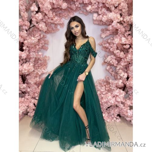 Langes, paillettenbesetztes Abendkleid mit Trägern für Damen ZYNJA (34-40) POLISH FASHION PMLPT26001