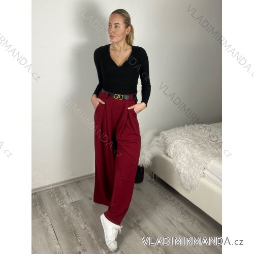 Elegante Hose mit Gürtel für Damen, Übergröße (44/46/48 Einheitsgröße) ITALIAN FASHION IM425557 S / M / L Wein