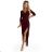 404-5 Glänzendes Kleid mit Ausschnitt und Schlitz am Bein  Farbe Burgund L Wein